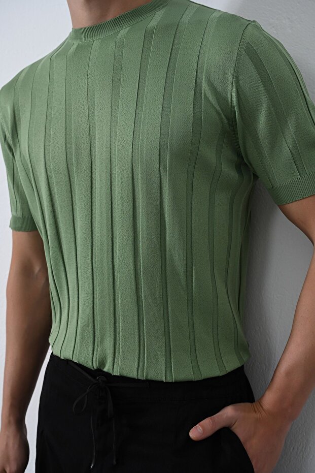 Premium Şeritli Triko T-shirt - 2