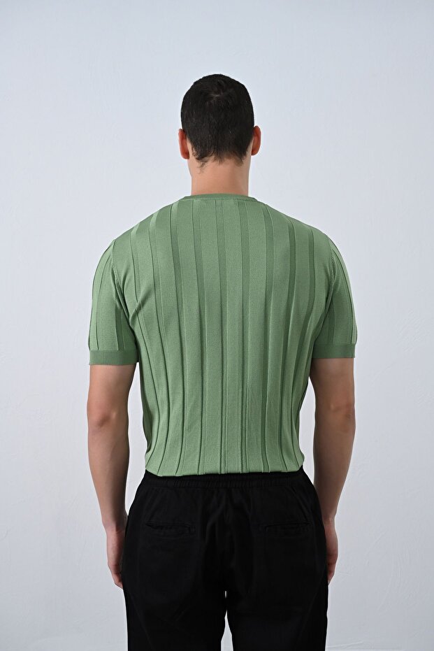 Premium Şeritli Triko T-shirt - 4