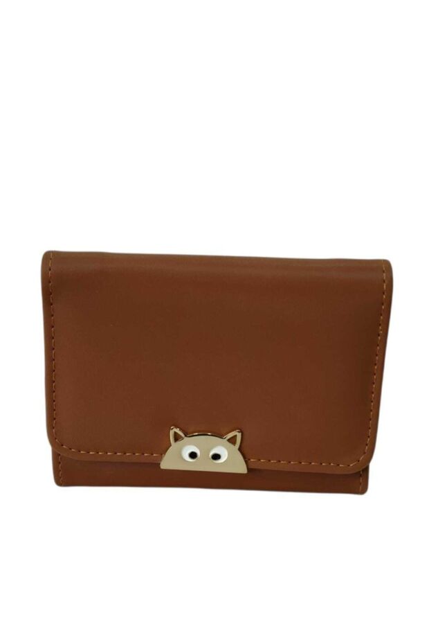 1026-Tan Wallet with cats