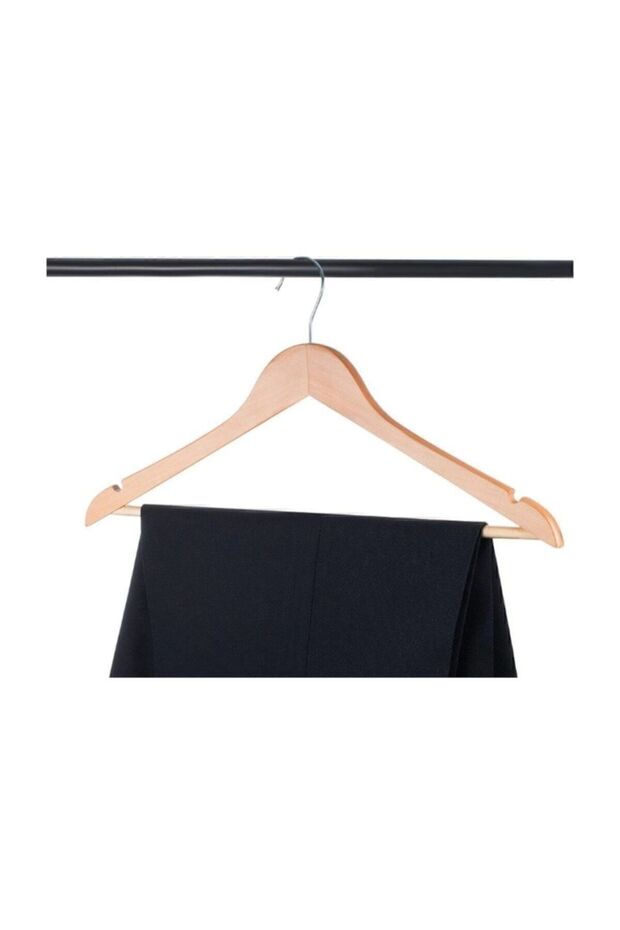 10 Adet Ahşap Askı Kıyafet Ve Elbise Askısı 10'lu Set - 4