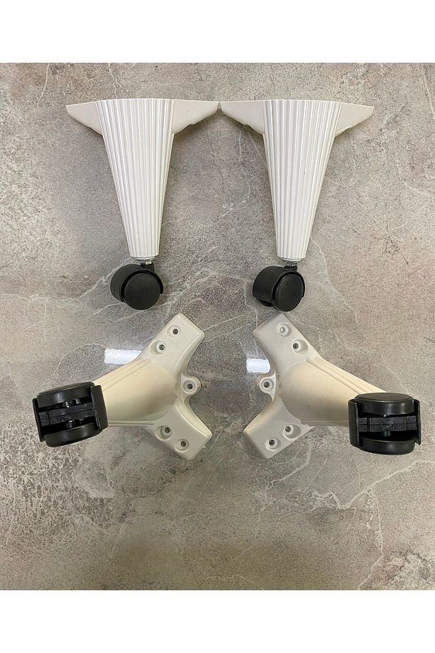 Tekerlekli Sehpa Masa Ayağı, Akıllı Sehpa Ayağı, Sihirli Sehpa Ayağı Beyaz 4 Adet 360 Derece 20 Cm - 2