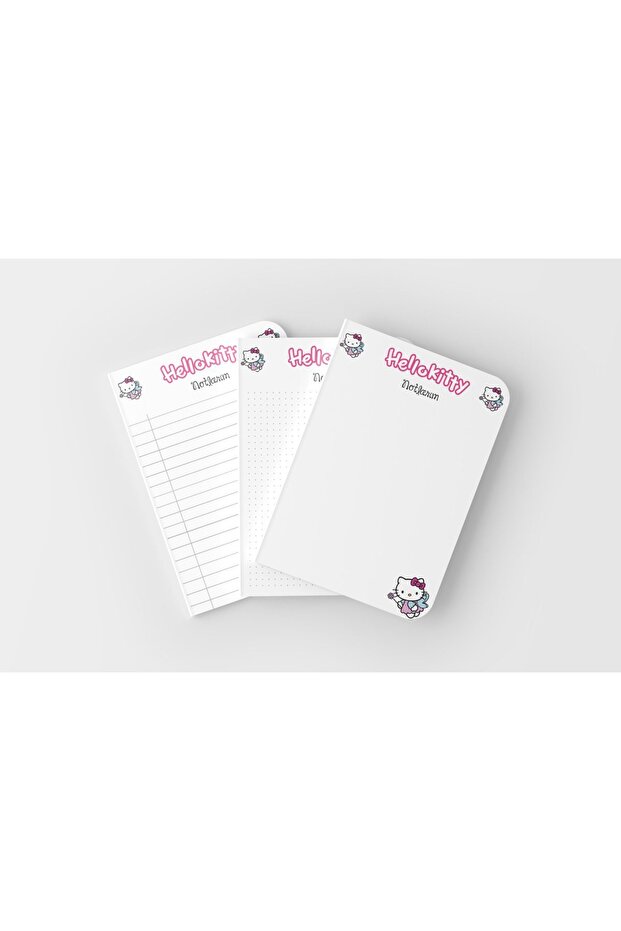 Hello Kity Planner Unlined Ruled and Checkered Notepad A5 Size Set of 3 - 1