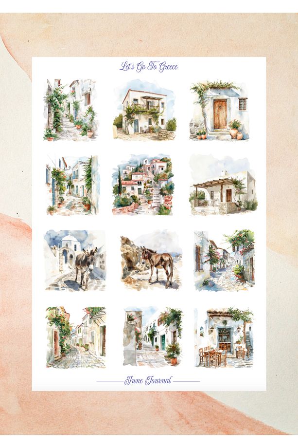 JJ02104 Let’s Go To Greece Şeffaf Sticker Seti ( Bullet Journal Ve Ajandalar İçin İdealdir) - 5