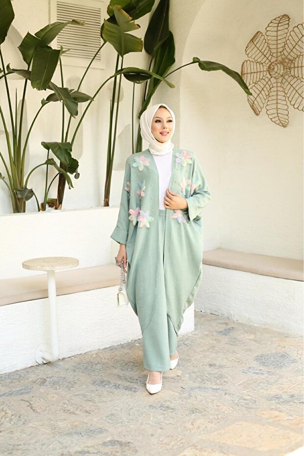 طقم كيمونو منقوش بالزهور - 3