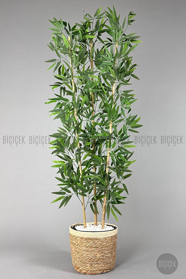 Yapay Bambu ağacı 140cm Hasır Saksıda - 5