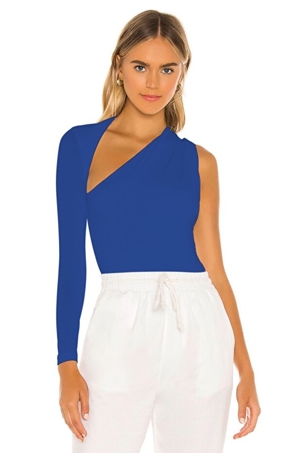 Cobalt Blue Women's Bodysuit - Halter Neck