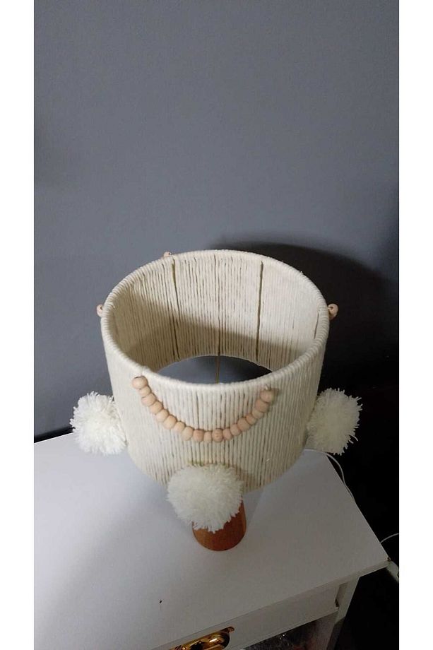 Ekru Makrome Avize Abajur Set Çocuk Odası Avize Bebek Odası Avize Abajur - 7