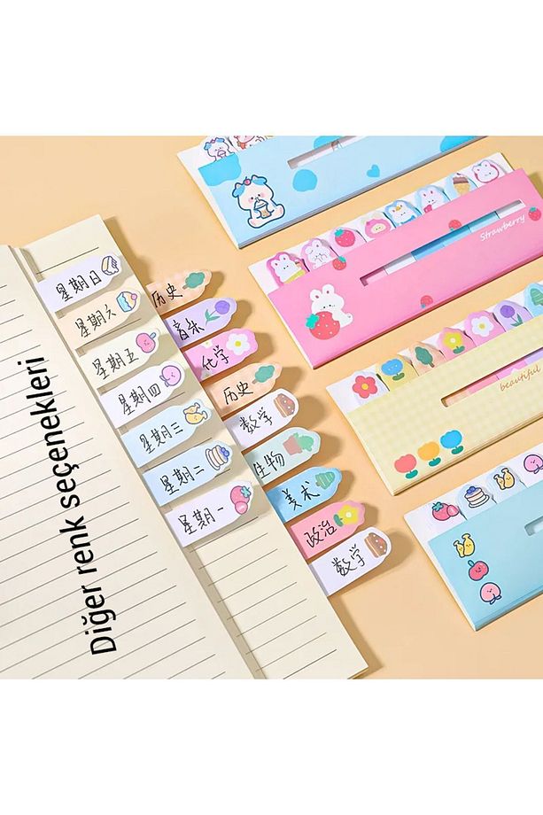 Çocuklar Için Renkli Postit Post-it Post It. Kitap Ayracı Ayraç Sticker Not Kağıdı Kağıt 120 Yaprak - 5