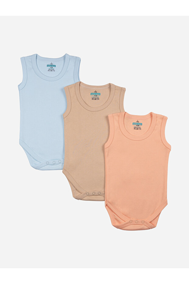 مجموعة من 3 قطع - بدلة جسم سادة بدون أكمام - 1