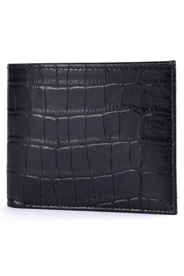 Crocodile Patterned Men's Leather Wallet - Slim Design, with Credit Card Holder and Coin Compartment