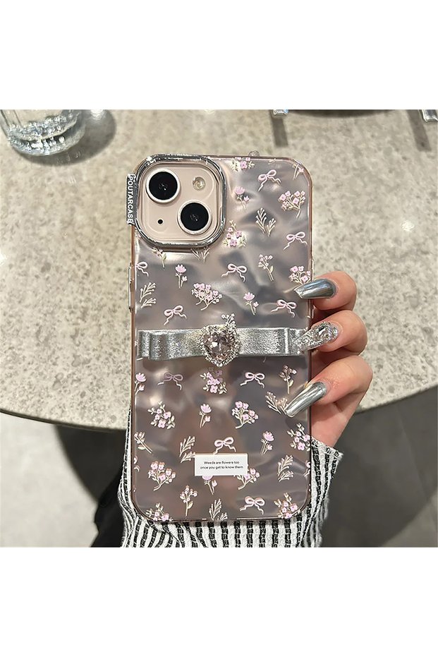 iPhone 11 Case (12 View) Ultra Luxury 3D Bow Patterned Diamond Detailed Embossed Luxury Case