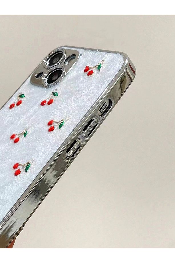 Iphone 11 Kılıf (12 Görünümlü) Ultra Lüx 3D Kiraz Desenli Gold Detaylı Kabartmalı Lüx Kılıf - 4