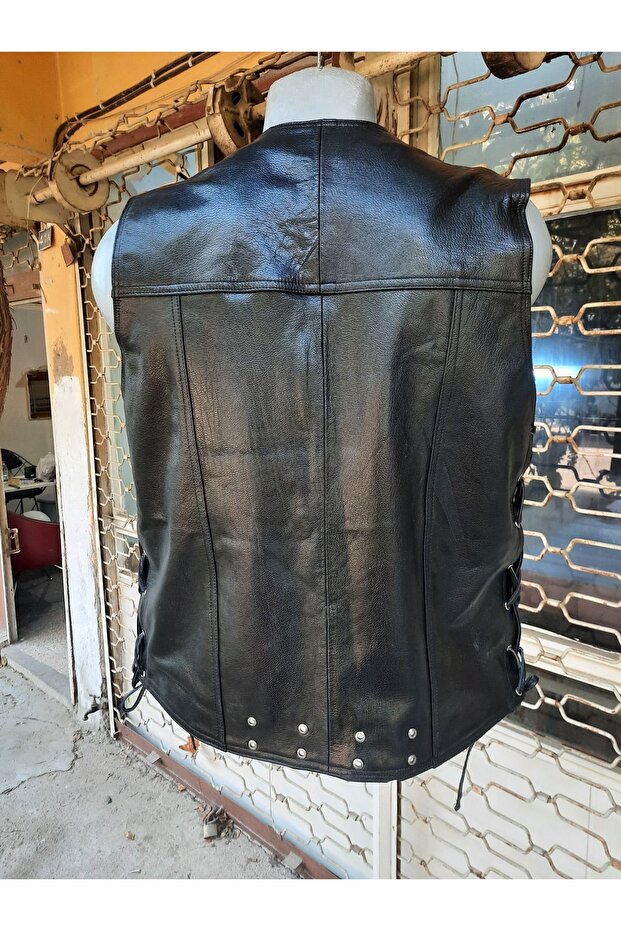 Genuine Leather Biker Chopper Vest