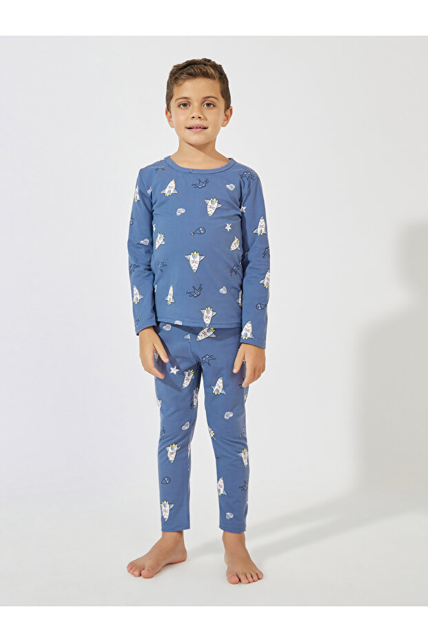 Cartoon Printed Cotton T-Shirt & Pyjama Set
