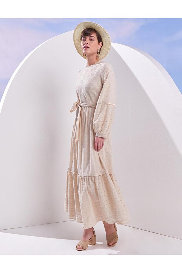 Balon Kol Brode Elbise - 4