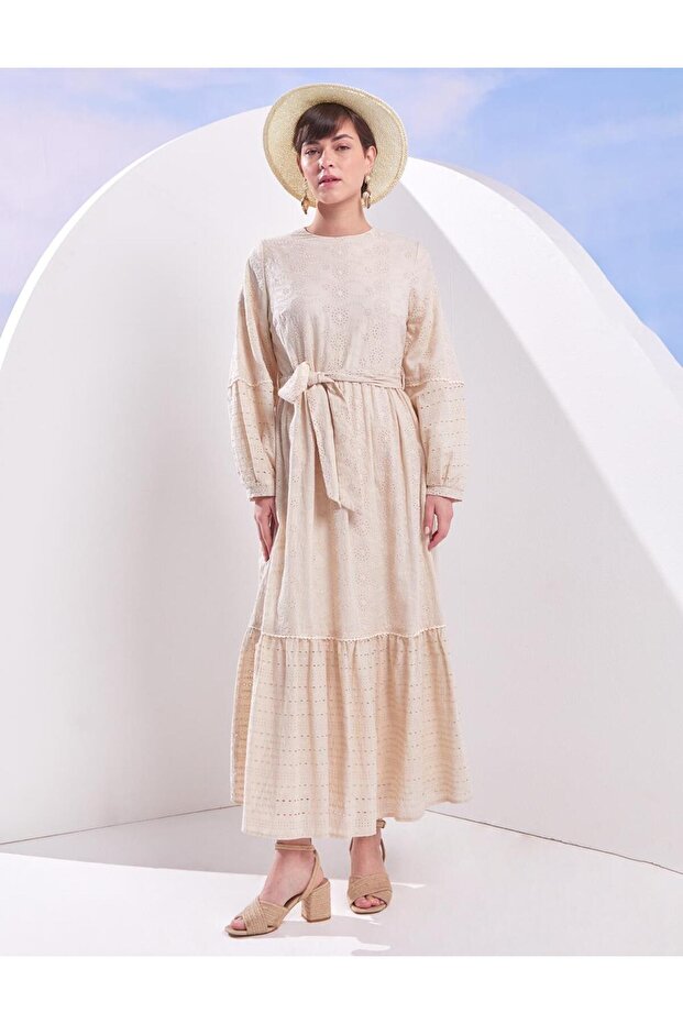 Balon Kol Brode Elbise - 1