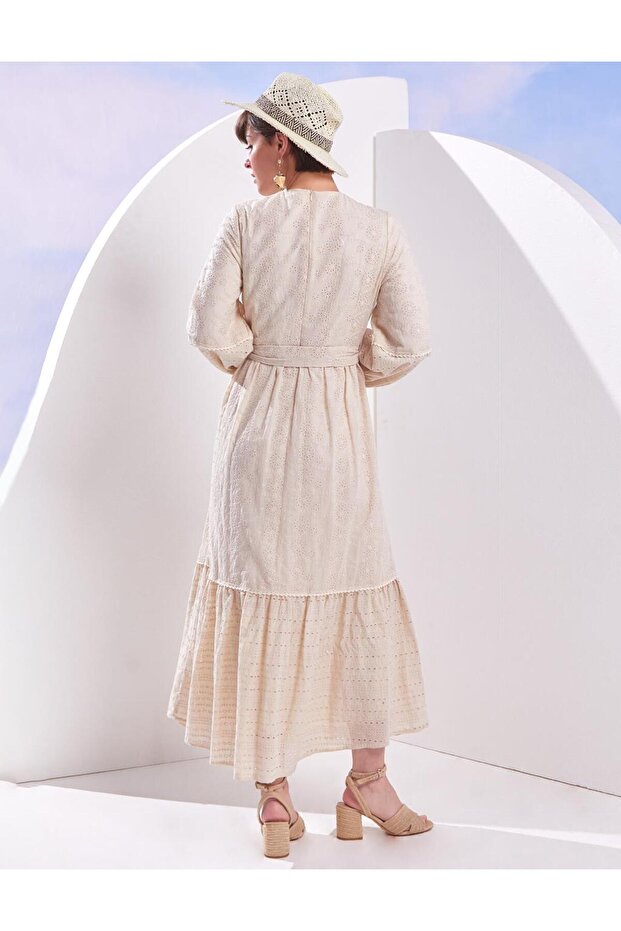 Balon Kol Brode Elbise - 7