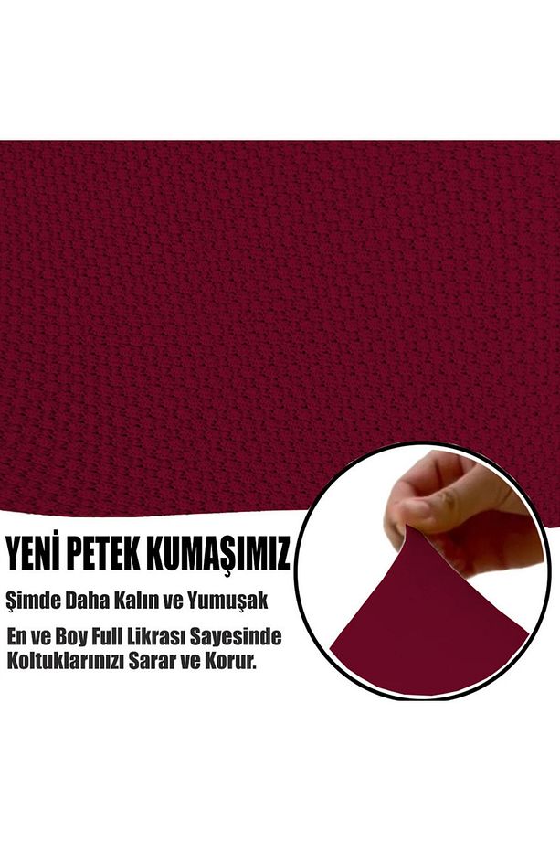 YENİ MİKRO PETEK KUMAŞ RENK KOMBİNLİ 2 ADET ÜÇLÜ-2 ADET TEKLİ KOLTUK KILIFI SETİ - 4