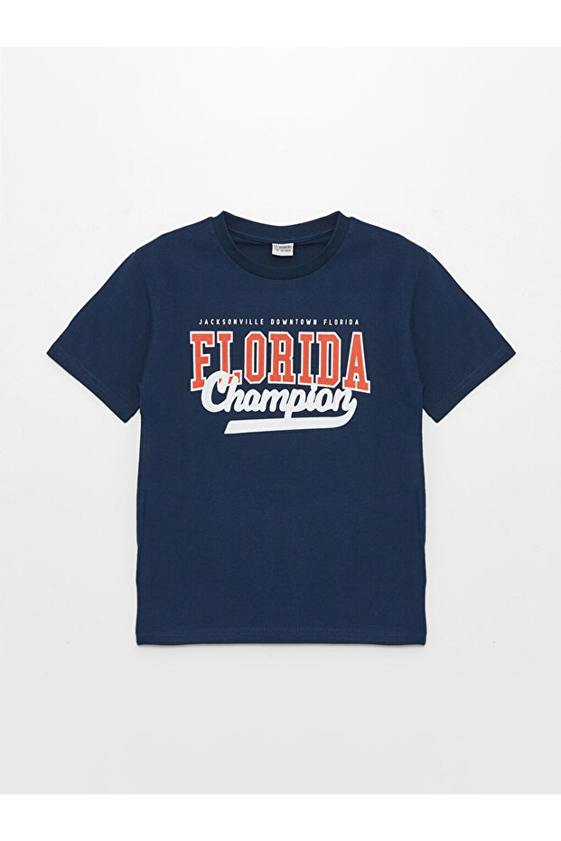 Crew Neck Printed Short Sleeve Boys' T-Shirt