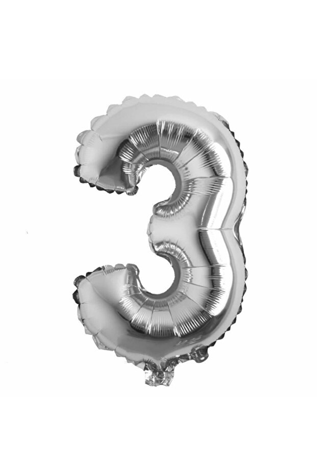 Party Port Silver 3 Number Foil Balloon 100 Cm 40 Inches