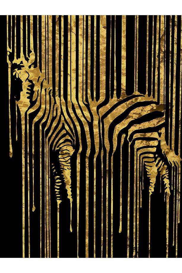 HARİKABİREV|GOLD-SİYAH ZEBRA DESENLİ MODEL 1 |ÇERÇEVELİ TEMPERLİ CAM TABLO TEKLİ DİKEY - 2