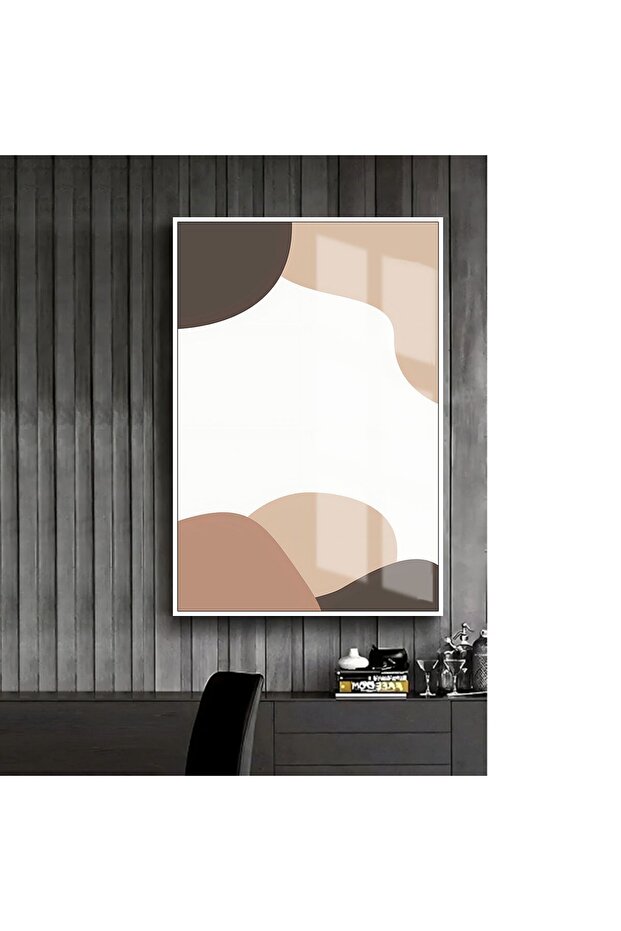هاريكابيريف | بيج-بني نموذج تجريدي ناعم 2 | طاولة من الزجاج المقسى بإطار عمودي واحد