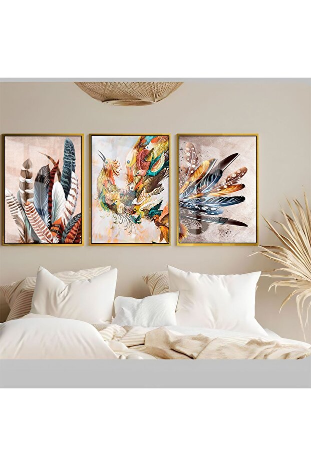 Hari̇kabi̇rev | Soft-Bird of Prey Combination | Framed Tempered Glass Table 3 Pieces Vertical