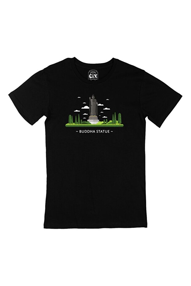 Big Buddha Statue Black T-Shirt