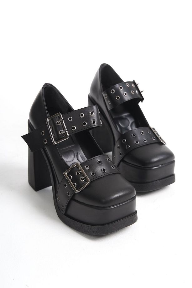 Kadın Viva Siyah Cilt Tek Baletli ( 12 cm ) Platform Topuklu Ayakkabı - 3