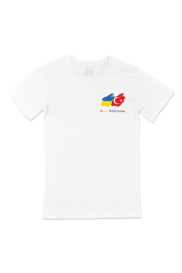Stand With Ukraine Ukraine Turkey White T-Shirt with Pocket Logo Design