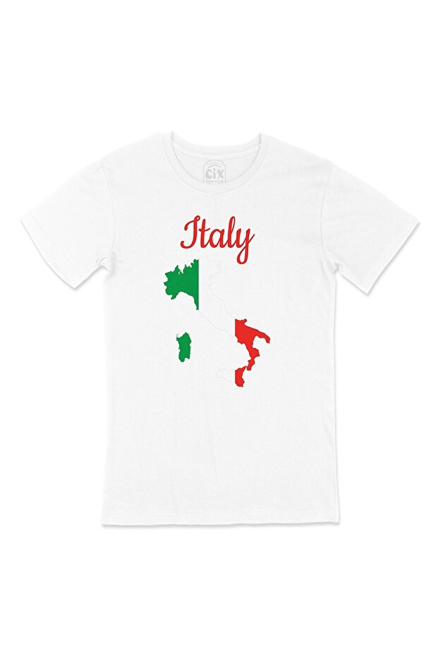 Unisex Italy Maped and Flag T-Shirt