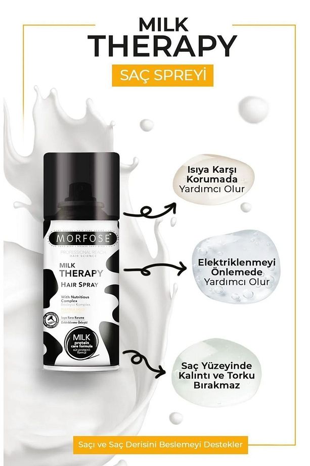 Milk Therapy Maske 500Ml+ Parfüm + Fön Suyu 240ml+ Şampuan 1000ml+ Kuru Şampuan + Sprey 75ml+ Tarak - 7