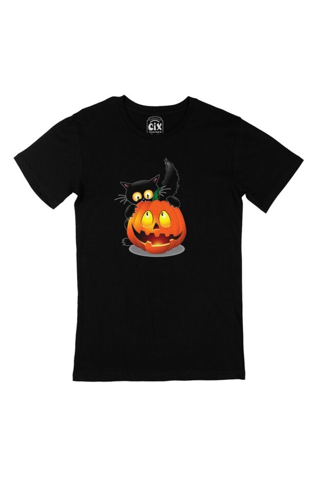 Halloween Cat Black T-Shirt