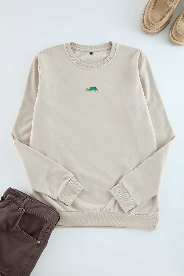 Taş Regular/Normal Kesim Bisiklet Yaka Etamin Hayvan Nakışlı Sweatshirt TMNAW25SW00158 - 6