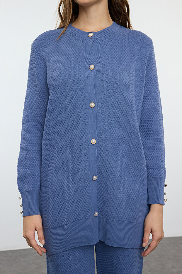 Komplet góra i dół Indigo Knitwear - perłowy guzik Tctaw25Us00035 - 3