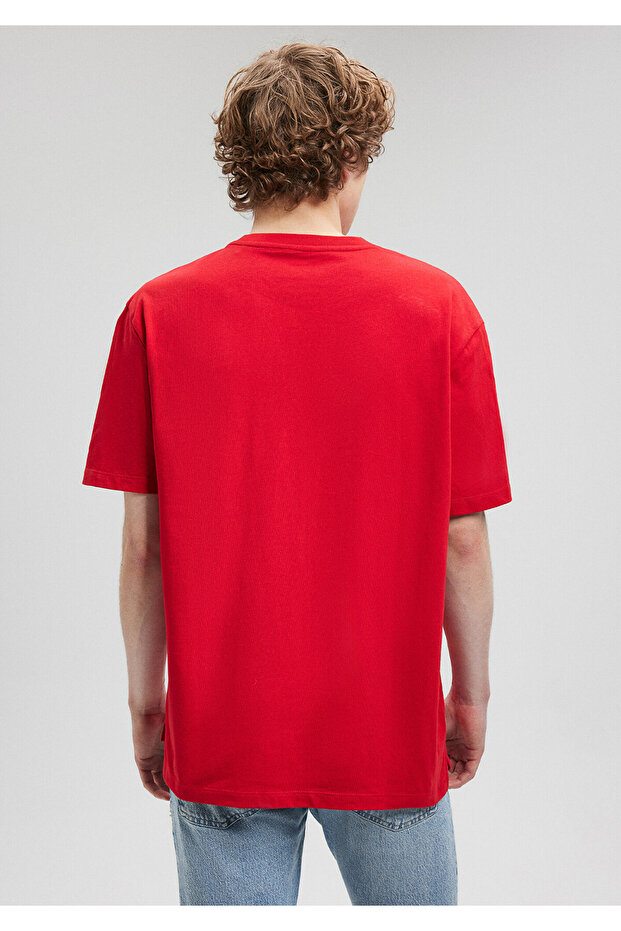 Červené tričko - detail do kapsy, volný střih066248-70471 - 4