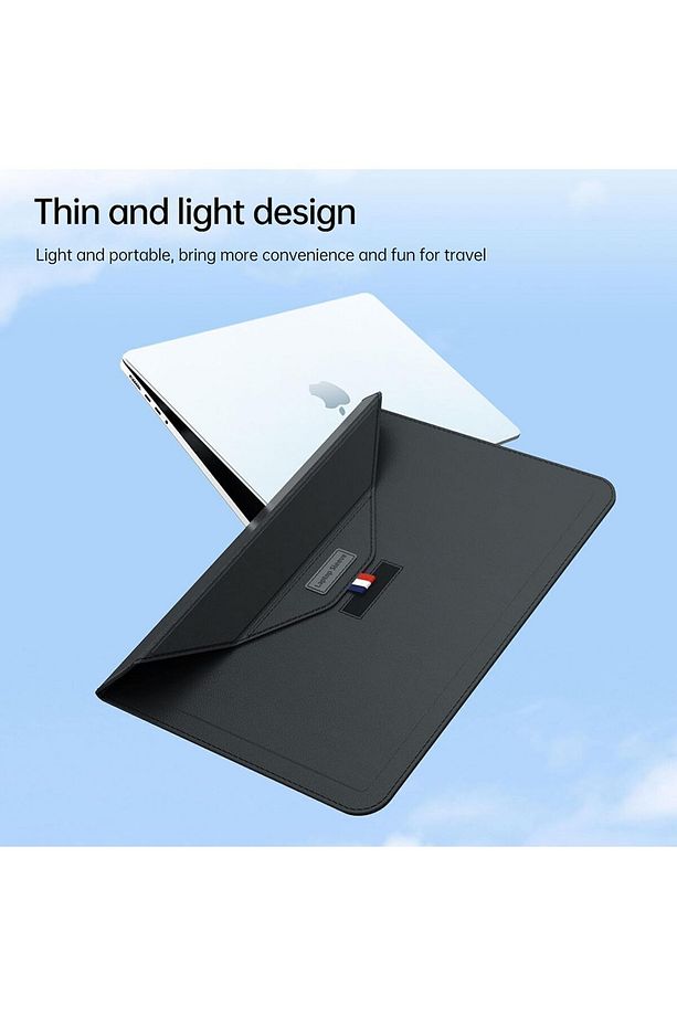 Macbook Air 13.6 Inç M2-m3 Çip 2022/2024 A2681 A3113 Uyumlu Deri Tasarım Standlı Taşıma Çanta - 7