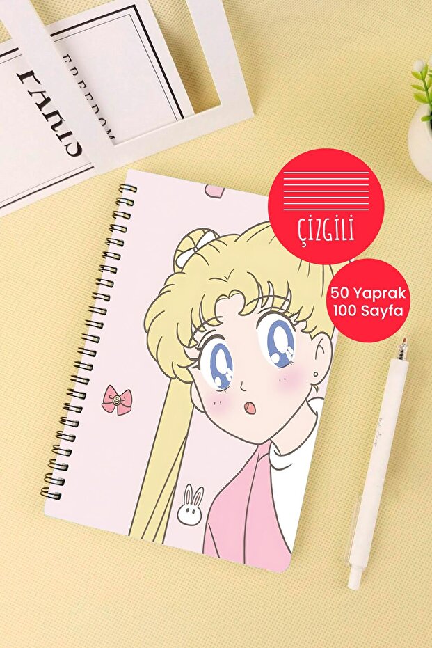 Moon Warrior Themed A5 Spiral School Notebook 50 Sheets 100 Pages - Ruled