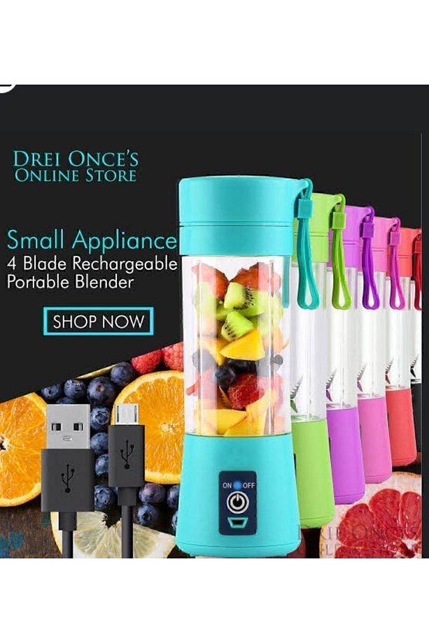 Taşınabilir Şarjlı 6 Bıçaklı El Blenderi 380 ml Smoothie Milkshake Ve Detoks Içecek Karıştırıcı - 4