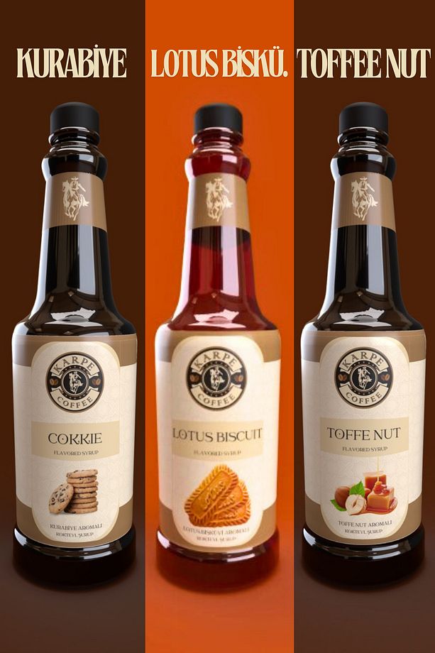 KURABİYE-LOTUS BİSKÜVİ-TOFFEE NUT 3'LÜ Kahve Şurubu 750 Ml (COKKIE-LOTUS BISCUIT-TOFFEE NUTCOCKTAIL) - 1