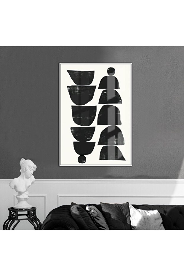 هاريكابيريف | نموذج تجريدي أبيض وأسود 10 | طاولة من الزجاج المقسى بإطار عمودي واحد