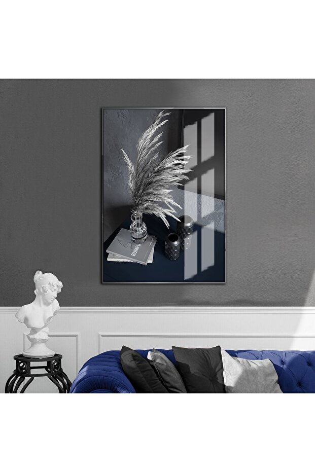Hari̇kabi̇rev | Blue-Black Decor Model 2 | Framed Tempered Glass Table Single Vertical