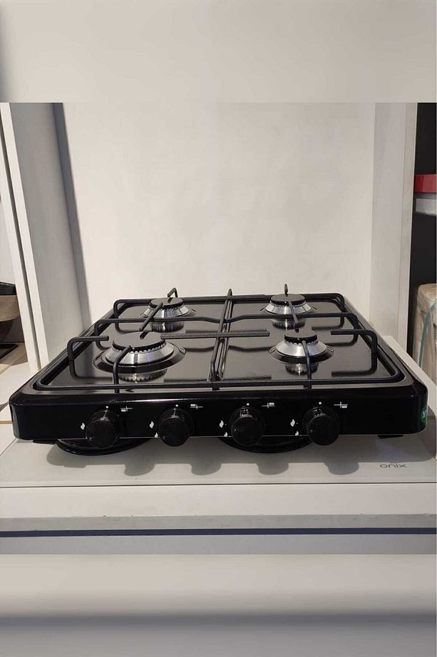 Set Üstü 4 Lü Ocak Siyah Dört Gözlü Ocak Set Üstü Ocak Tüp Uyumlu LPG-Siyah - 2