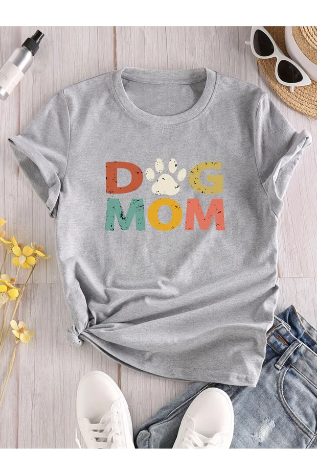 Unisex Dog Printed Crew Neck Oversize T-Shirt