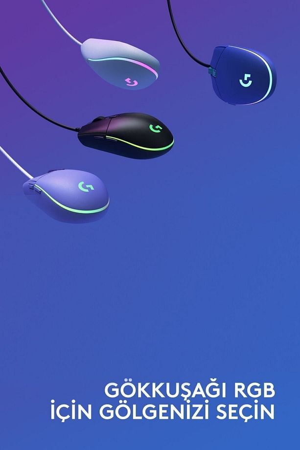 G G102 LIGHTSYNC RGB Aydınlatmalı 8.000 DPI Kablolu Oyuncu Mouse - Mavi - 8