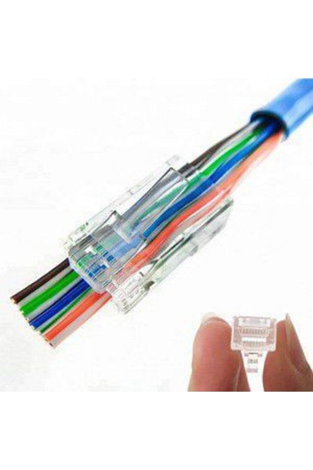 Yeni Nesil Jak Cat5/cat6 Rj45 Lan Internet Data Kablosu Ethernet Modem Uçlu Jacklı Ads 10 Adet - 1