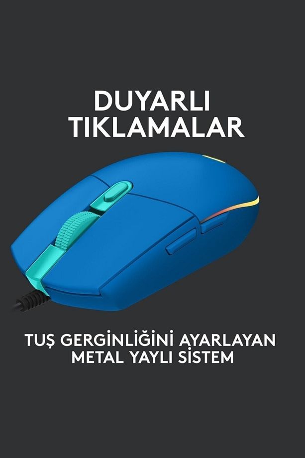 G G102 LIGHTSYNC RGB Aydınlatmalı 8.000 DPI Kablolu Oyuncu Mouse - Mavi - 6