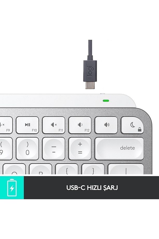 MX Keys Mini Mac İçin Minimalist Kablosuz Aydınlatmalı İngilizce Q Klavye - Beyaz - 9