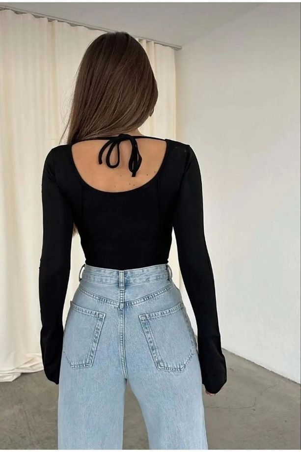 İspanyol Kol Basic Crop Top - 2