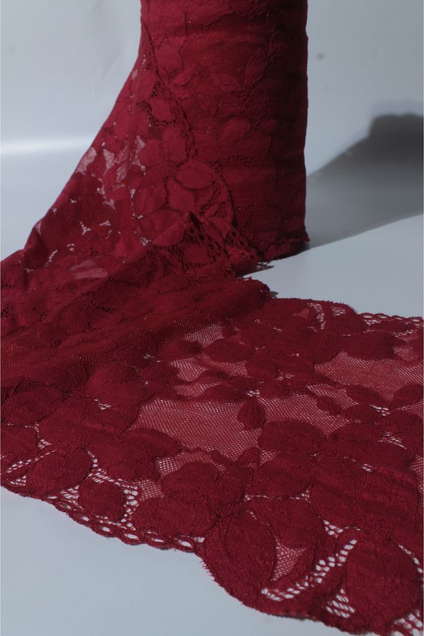 Likralı Dantel Kırmızı Narin Çiçekler 22cm - 1